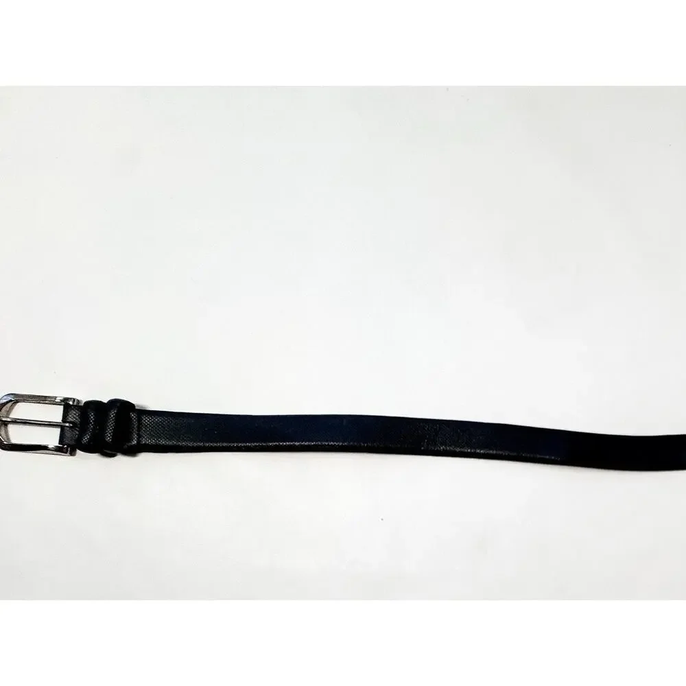 Torino Bulgaro Belt Mens 36 Italian Embossed Calf Leather Silver Tone Buckle